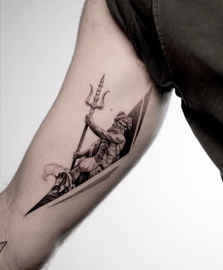 Poseidon Tattoo 26 Ideas : Powerful Greek Mythology Designs for Men Featuring Sleeve