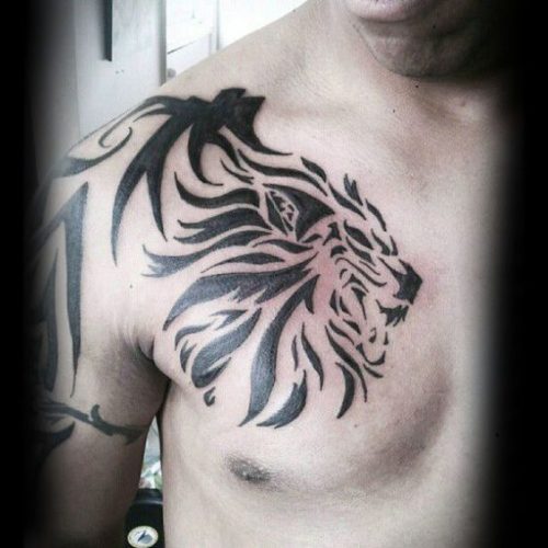 Roar with Confidence: 20 Lion Tattoo on Chest Design Ideas