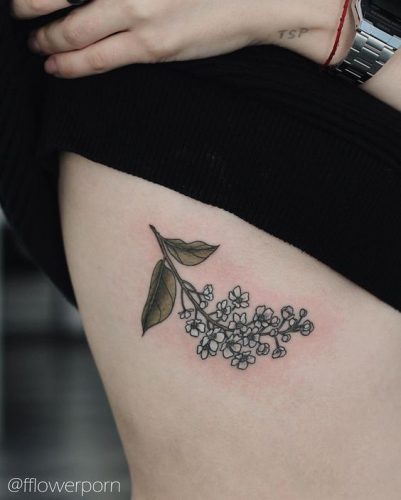 Elegant Lilac Tattoo Black and White 15 Ideas for : Embrace Minimalist Floral Art