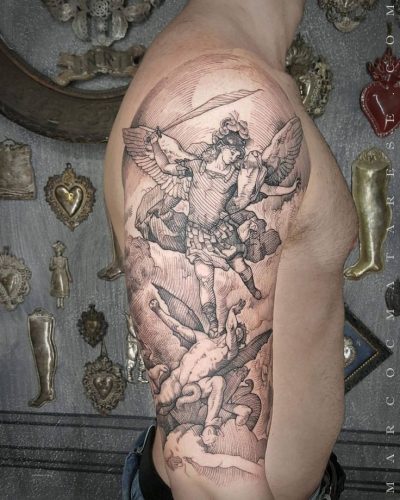 Discover the Divine Valor: 15 Inspirational St. Michael the Archangel Tattoo Designs for