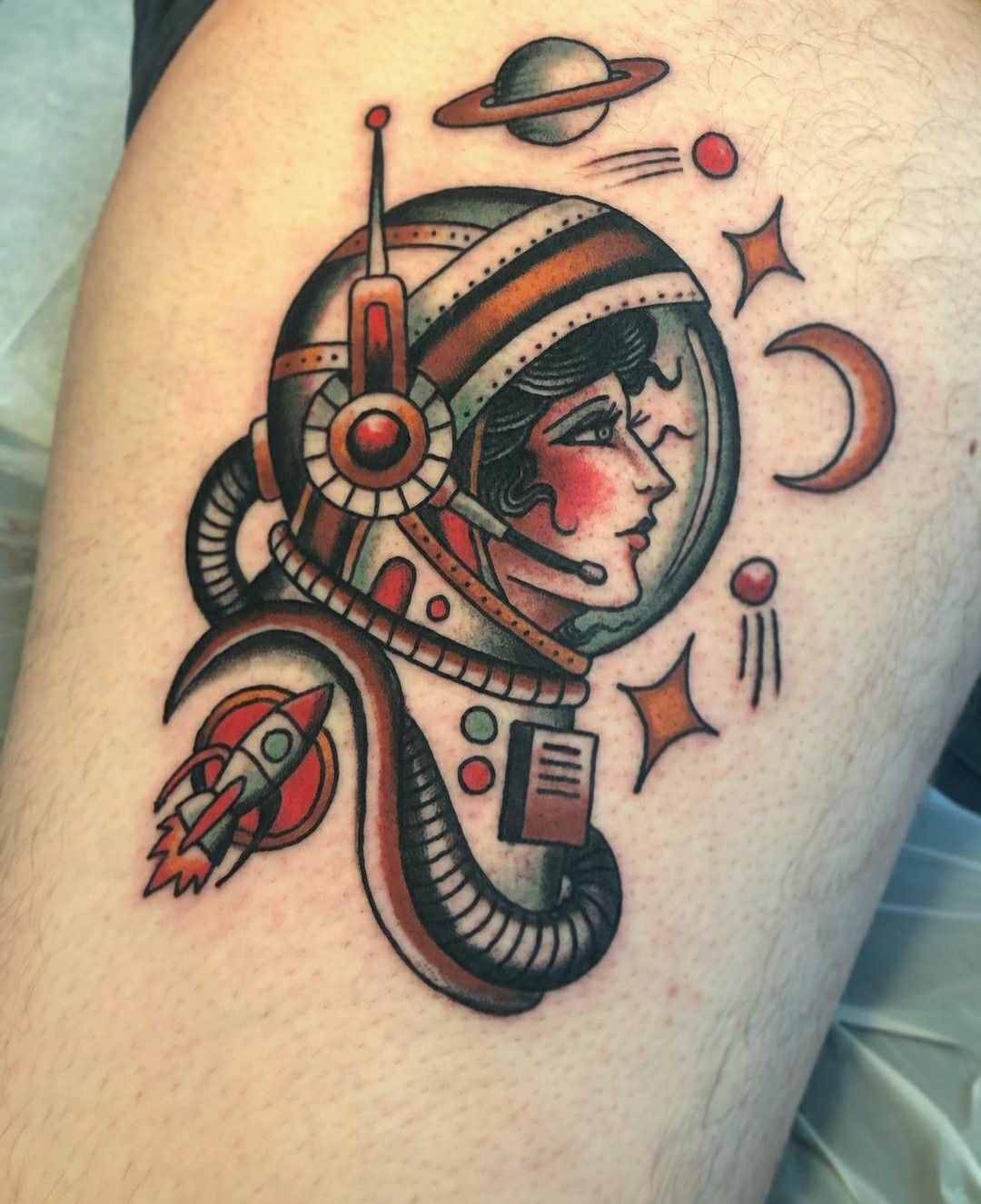 Astronaut Tattoo Ideas for Men and Women Minimalist, Stencil Outline, and Cosmic Designs