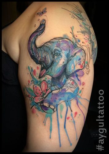 19 Elephant Tattoo Ideas with Flowers