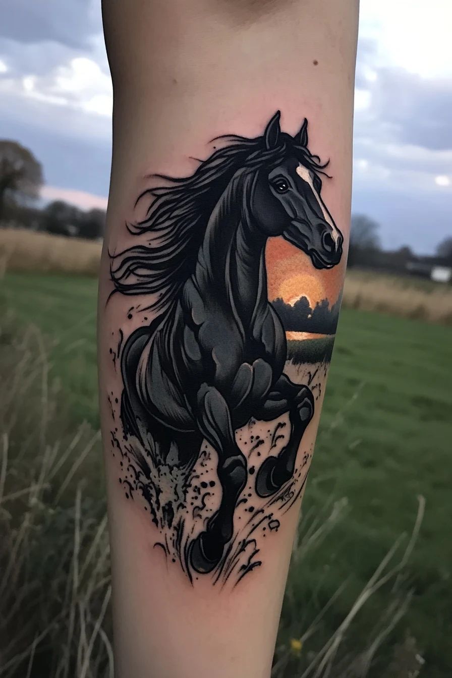 Horse Tattoo 25 Ideas for Men & Women Wild Mustangs, Minimalist Designs, Fine Line Art