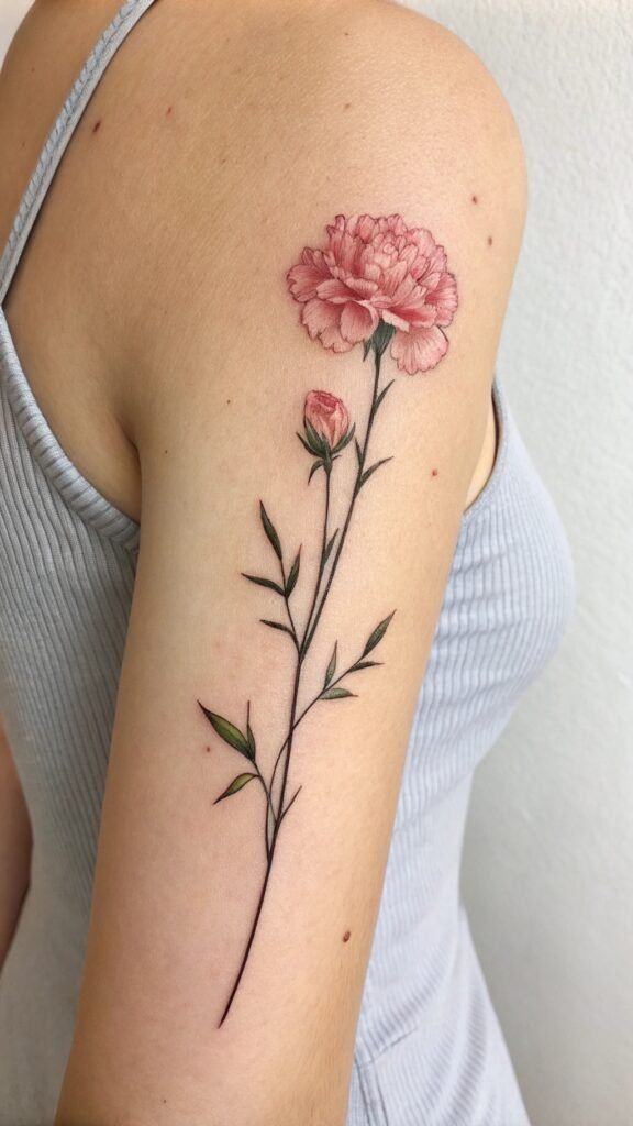 25 Carnation Tattoo Ideas : Traditional Designs for Women, Shoulder, Sleeve, Ankle & More