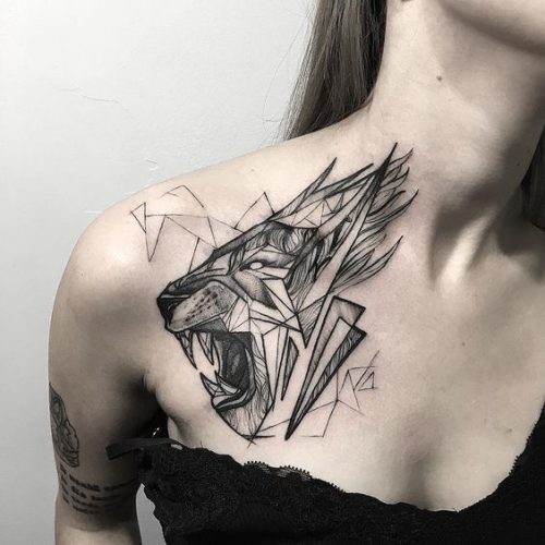27 Geometric Lion Tattoo: Striking Designs with Angular Elements