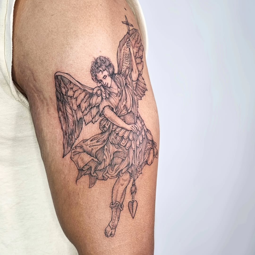 28 Archangel Michael Tattoo Designs for Men and Women   Realism, Sleeve, and Geometric Ideas