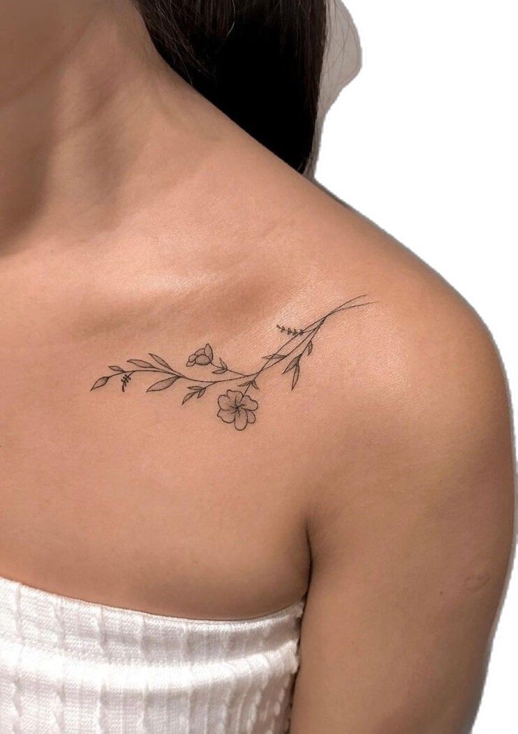 27 Collarbone Tattoo Ideas With Minimalist, Floral, Color, and Fine Line Designs