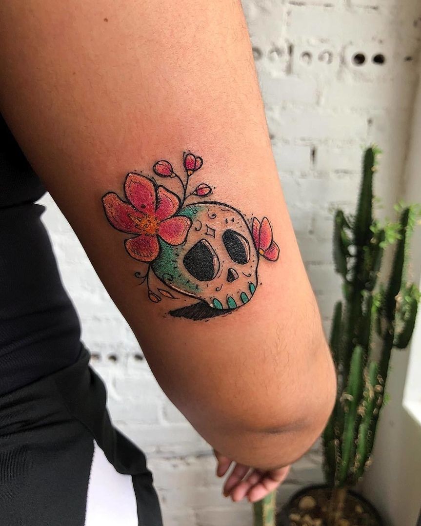 27 Sugar Skull Tattoo Designs for Women and Men Color, Black & White, Tiny