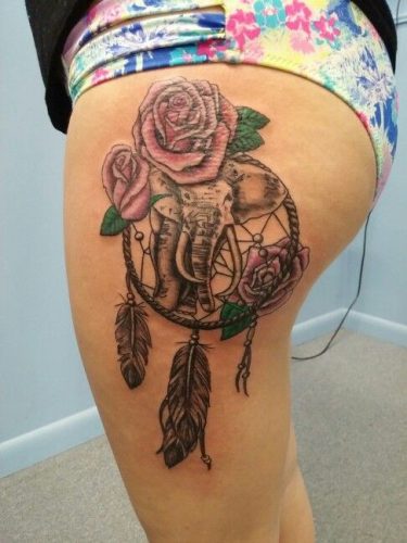 19 Elephant Tattoo Ideas with Flowers