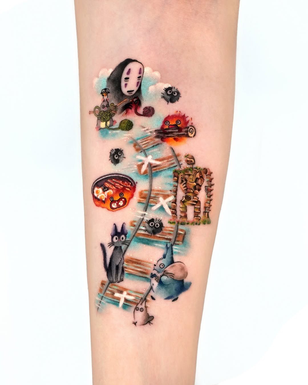 25 Studio Ghibli Tattoo Ideas Minimalist Totoro, Spirited Away Sleeve, Howl s Moving Castle Designs