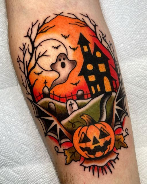 Halloween Tattoo 27 Ideas with Flash Art, Fine Line, Sleeve Designs and Glitter Concepts