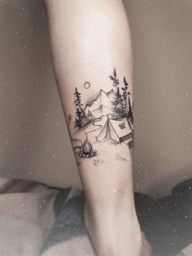 Discover the Great Outdoors on Your Skin: 20 Inspiring Camping Tattoo Designs for Nature Lovers in
