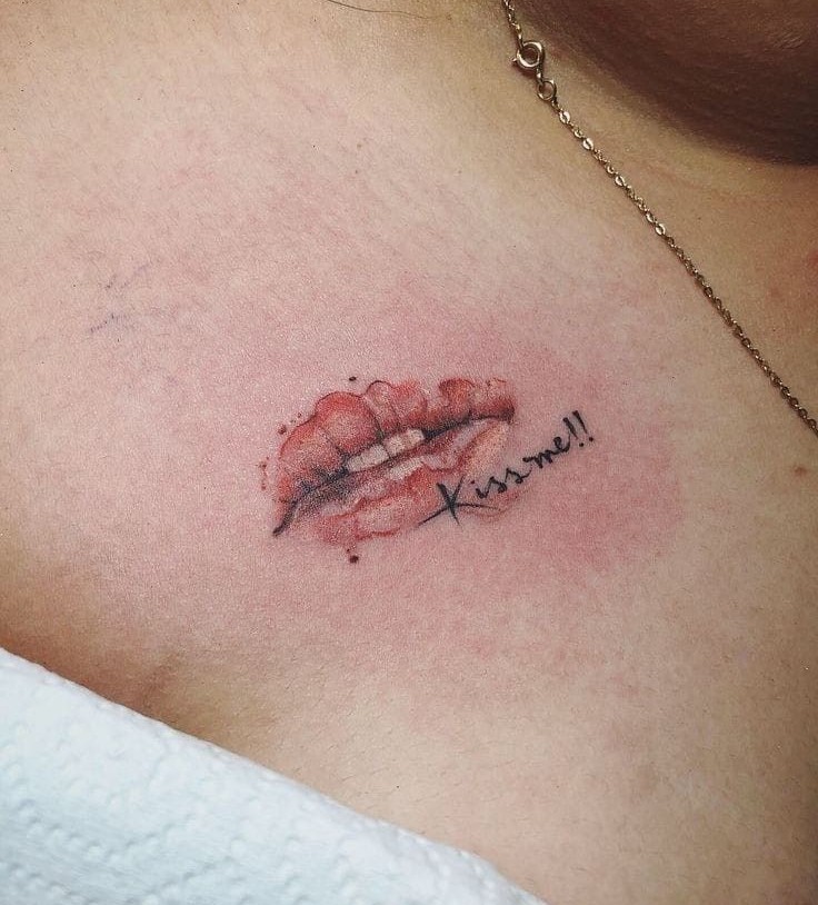 29 Lip Tattoo Ideas With Kiss Prints, Vampire Designs, Color Ideas, Shading, Placement Tips