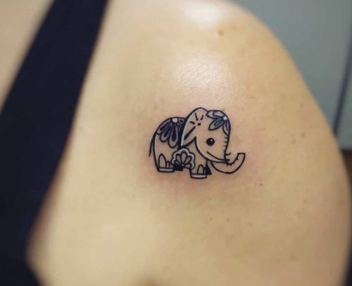 19 Elephant Tattoos with Raised Trunk Ideas