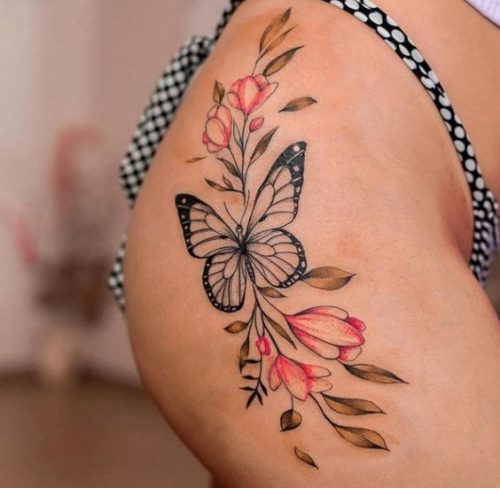 Stunning Butterfly Tattoo Thigh Designs for Women & Men – Ideas from Simple to Large