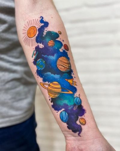 Explore 23 Stunning Solar System Tattoo Ideas for : Celestial Body Art for Men and Women