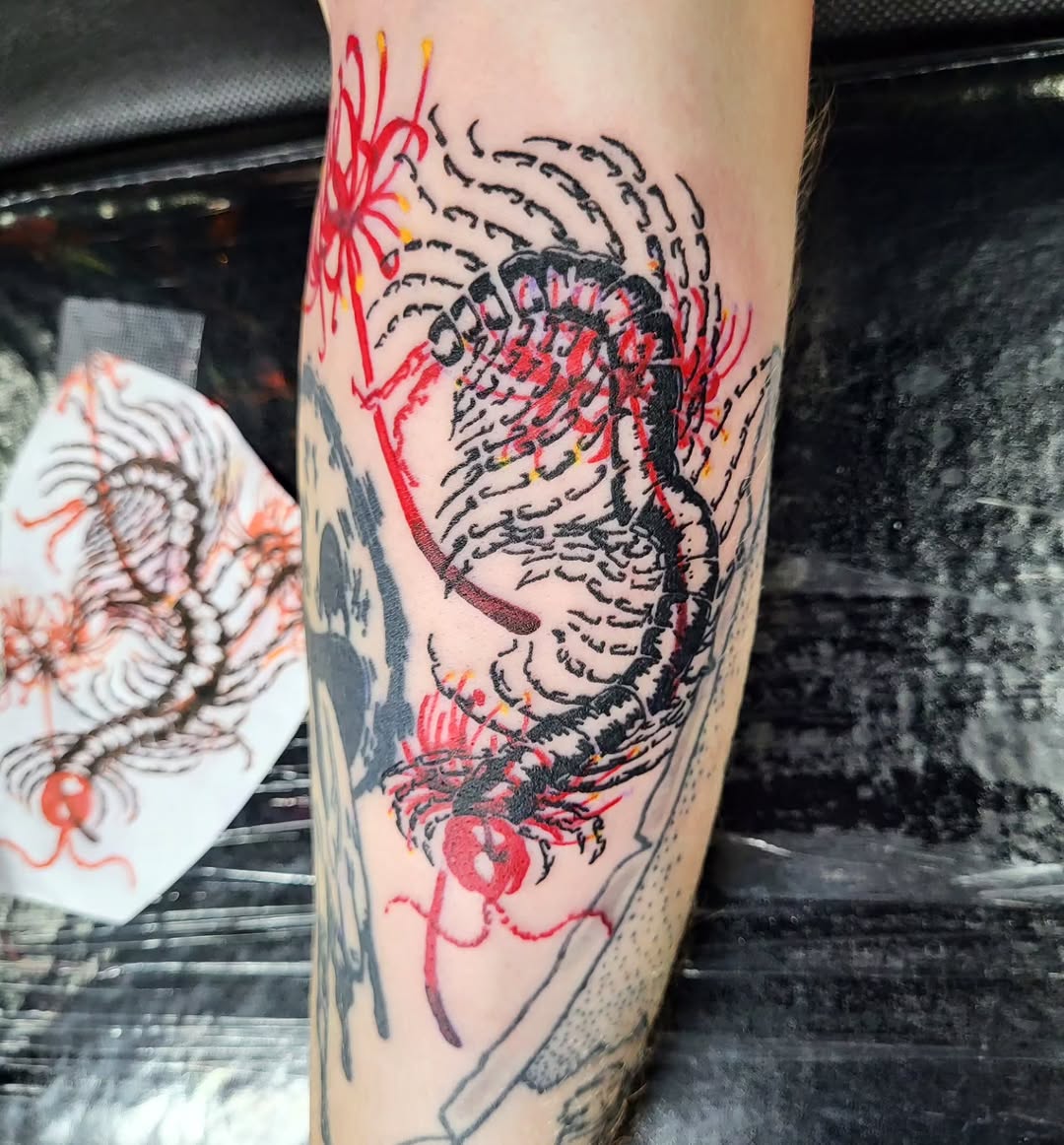 29 Tokyo Ghoul Tattoo Ideas Kaneki Designs, Juuzou Ink, Centipede Tattoos, & Spider Lily Florals