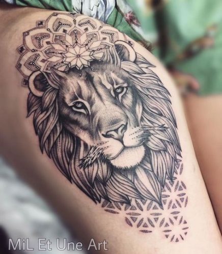 Thigh Lion Tattoo: 23 Majestic and Alluring Designs