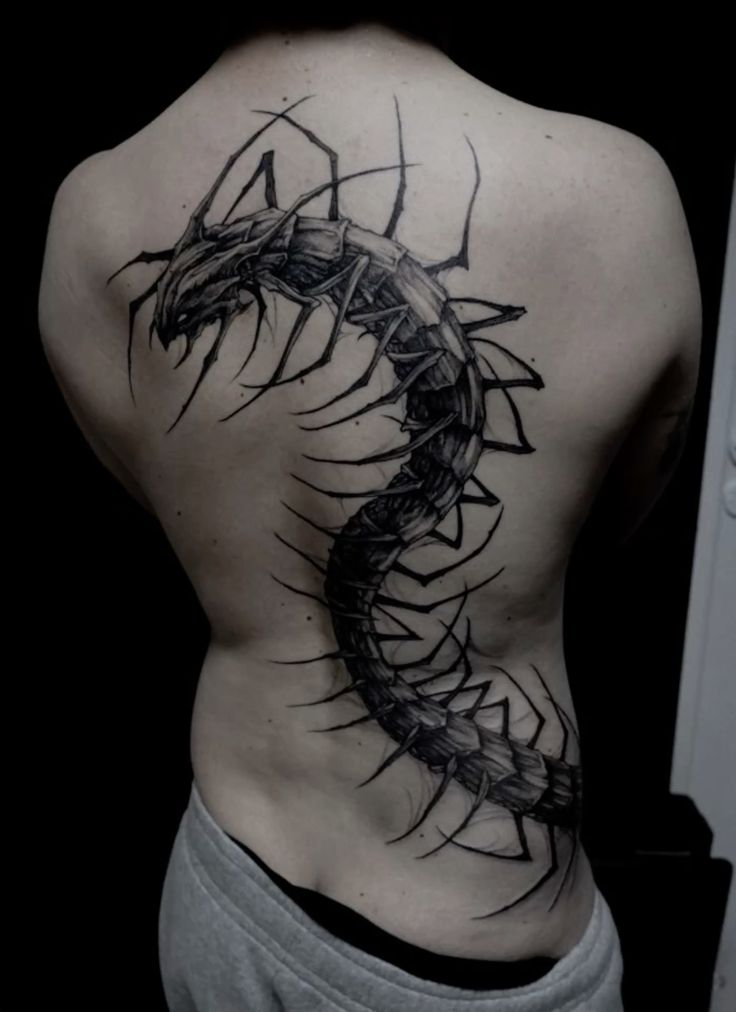 31 Centipede Tattoo Ideas : Blackwork, Traditional, Tokyo Ghoul, Spider Lily, Skull, Giant Back