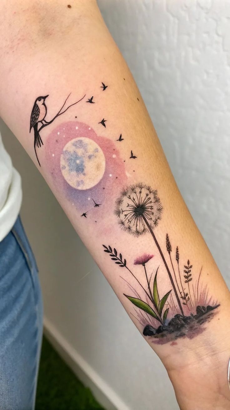 Dandelion Tattoo 24 Ideas with Fine Line, Fairy Blowing, Tiny Black and White Designs