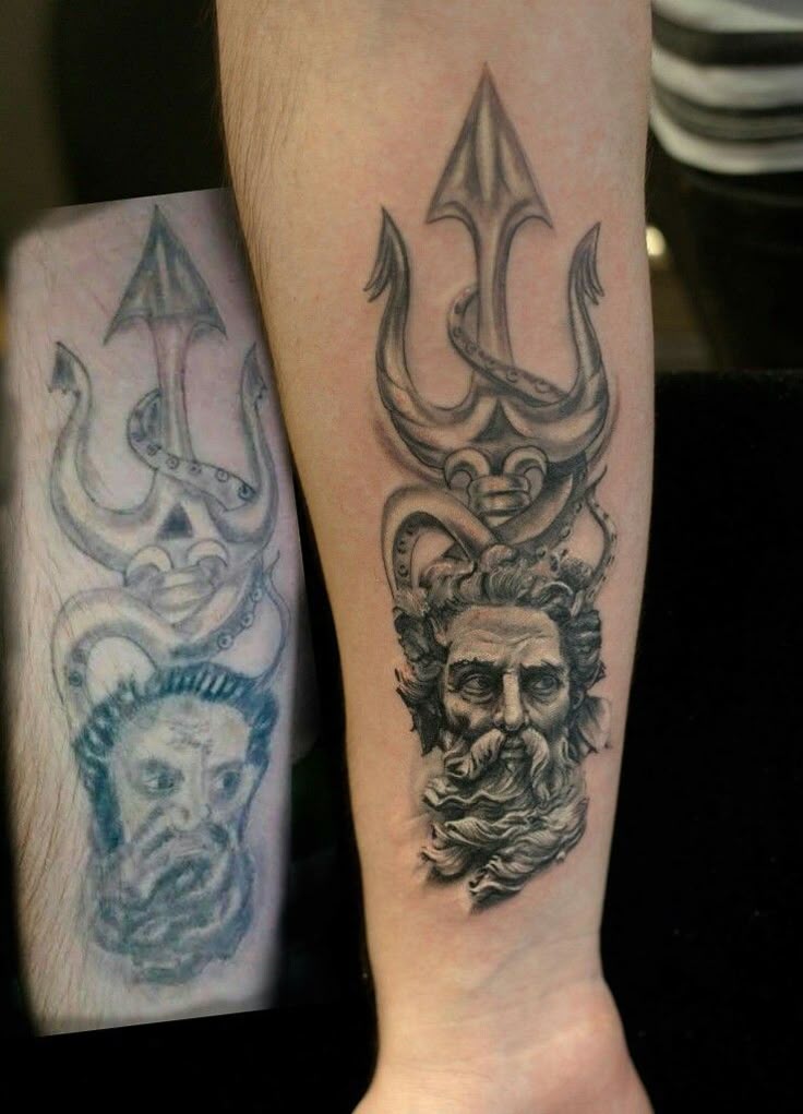 Poseidon Tattoo 26 Ideas : Powerful Greek Mythology Designs for Men Featuring Sleeve