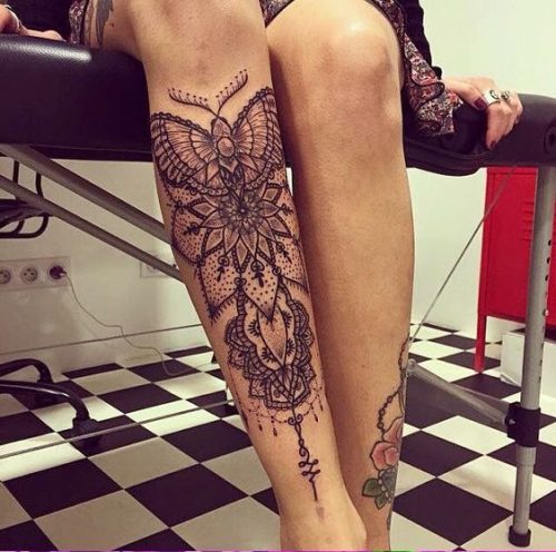 Under Knee Tattoos for Women 17 ideas