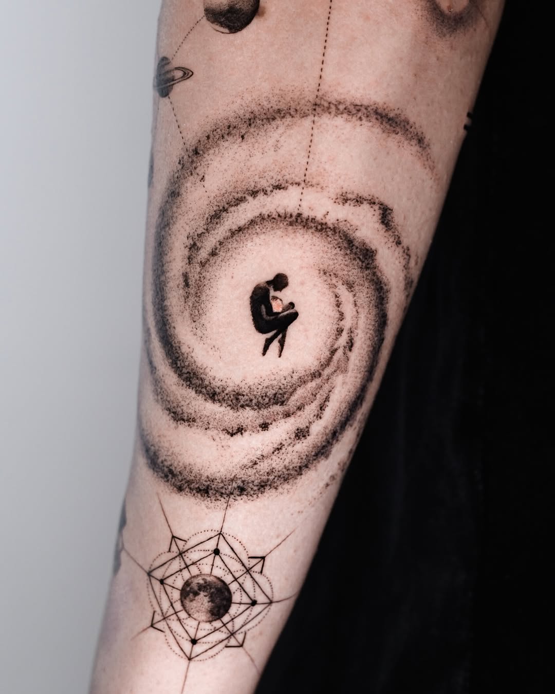 27 Galaxy Tattoo Ideas with Sleeve Designs, Black and Grey, and Cosmic Color Concepts