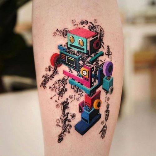 Explore 20 Unique Robot Tattoo Ideas for : From Futuristic Samurai to Colorful Mechanical Art