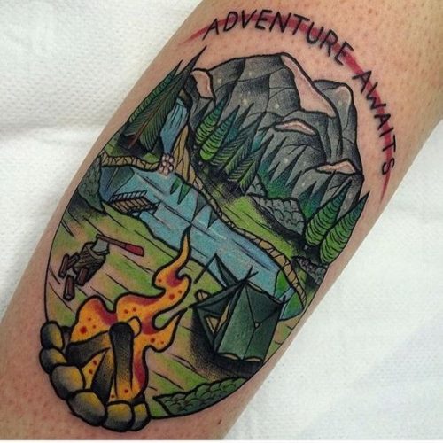 Discover the Great Outdoors on Your Skin: 20 Inspiring Camping Tattoo Designs for Nature Lovers in