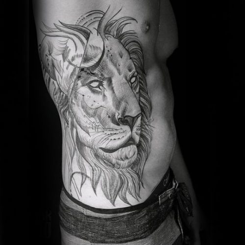 Expressive and Bold: 18 Lion Tattoo on Ribs