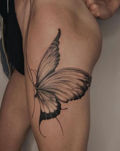 Stunning Butterfly Tattoo Thigh Designs for Women & Men – Ideas from Simple to Large