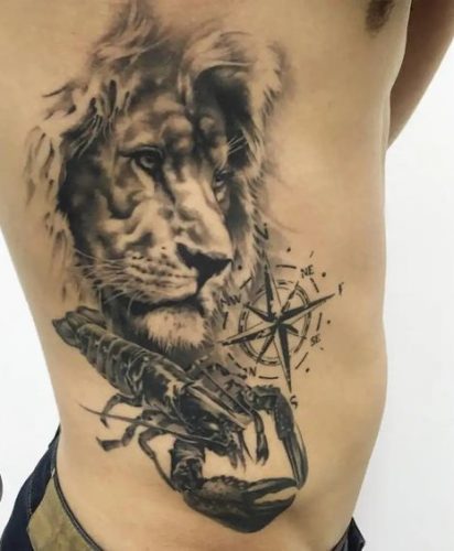 Expressive and Bold: 18 Lion Tattoo on Ribs