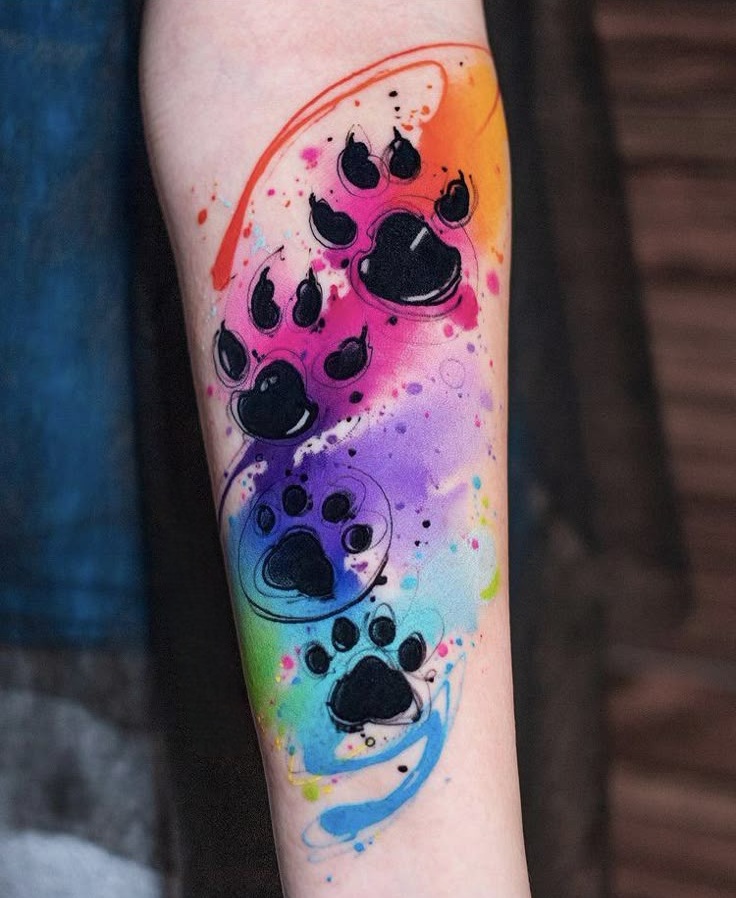 28 Paw Print Tattoo Ideas for Dog & Cat Lovers Memorial, Floral, Watercolor, Fine Line