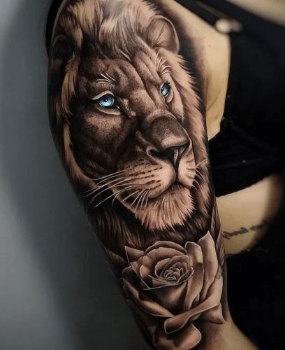 Lion Tattoo with Blue Eyes: 20 Enchanting and Mesmerizing Designs