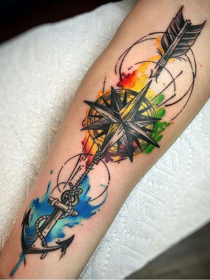 28 Compass Tattoo Ideas : Designs for Men and Women, Anchor, Traditional and More