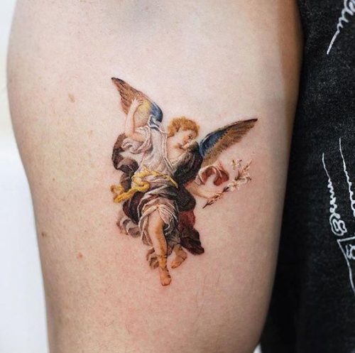 Explore 20 Stunning Angel Tattoo Designs for : From Seraphims to Cherubic Delights