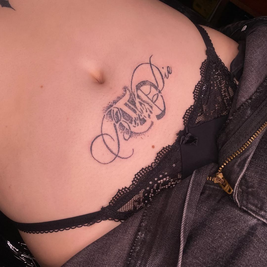 30 Born to Die Tattoo Ideas : Aesthetic Lettering, Stomach and Collarbone Placement