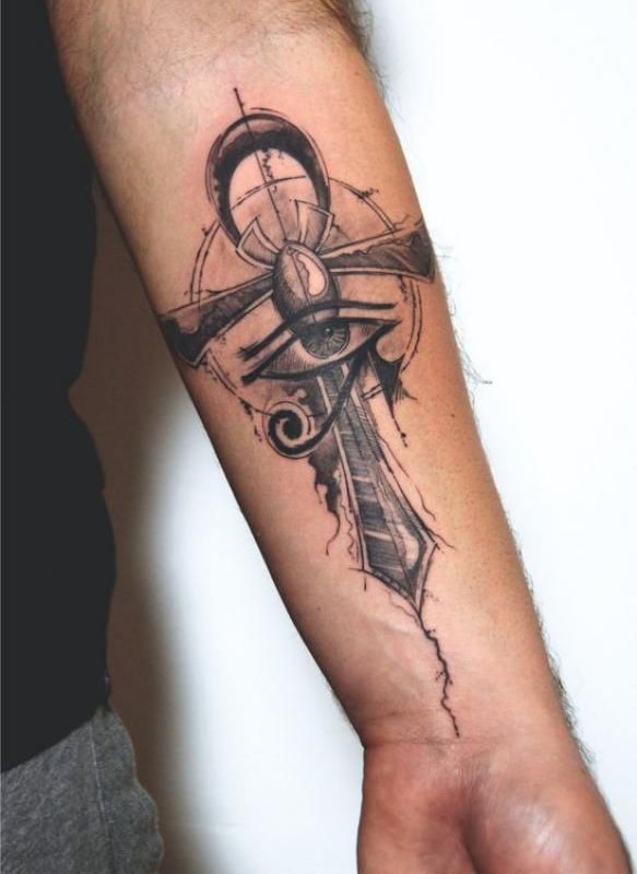 27 Ankh Tattoo Ideas with Eye of Horus, Spine, Chest, Minimalist Symbolic Ink