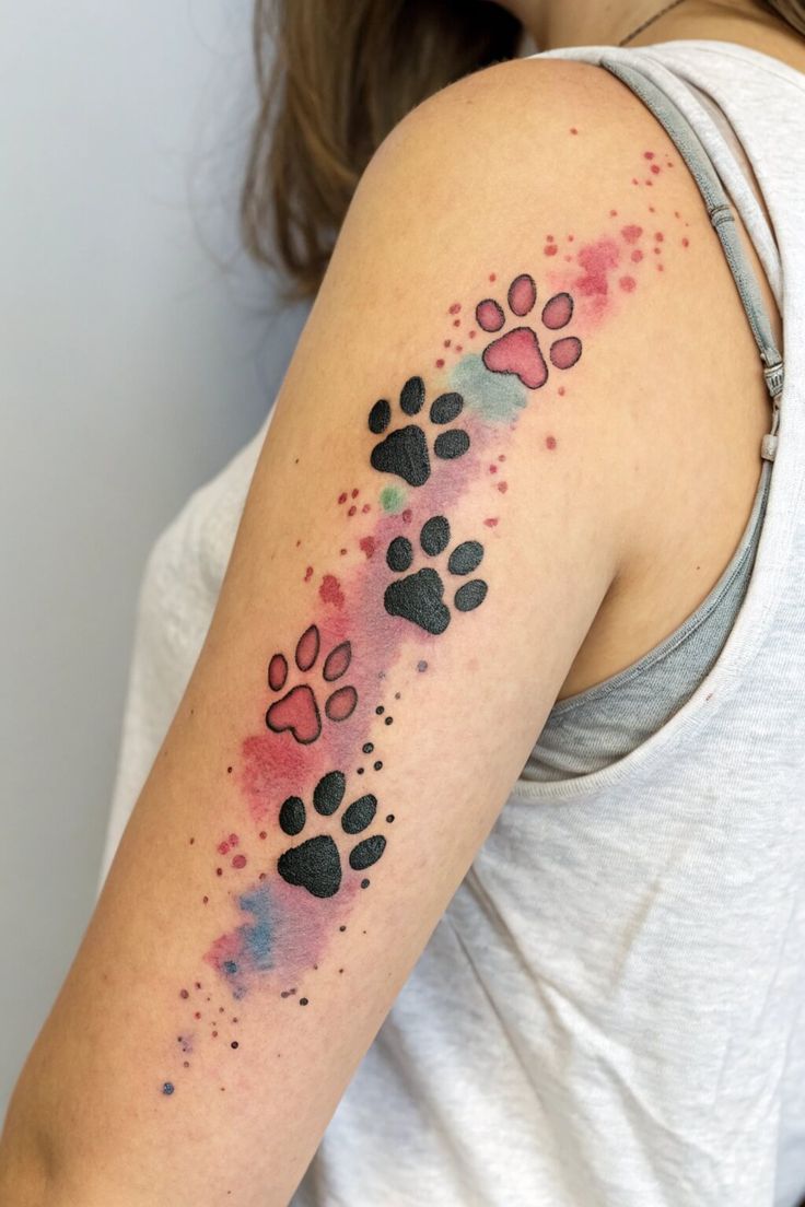 28 Paw Print Tattoo Ideas for Dog & Cat Lovers Memorial, Floral, Watercolor, Fine Line
