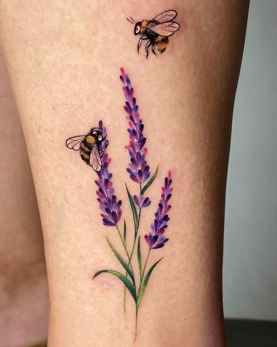 27 Lavender Tattoo Ideas : Fine Line, Bee, Rosemary, Black and Grey, Minimalist, Men and Women