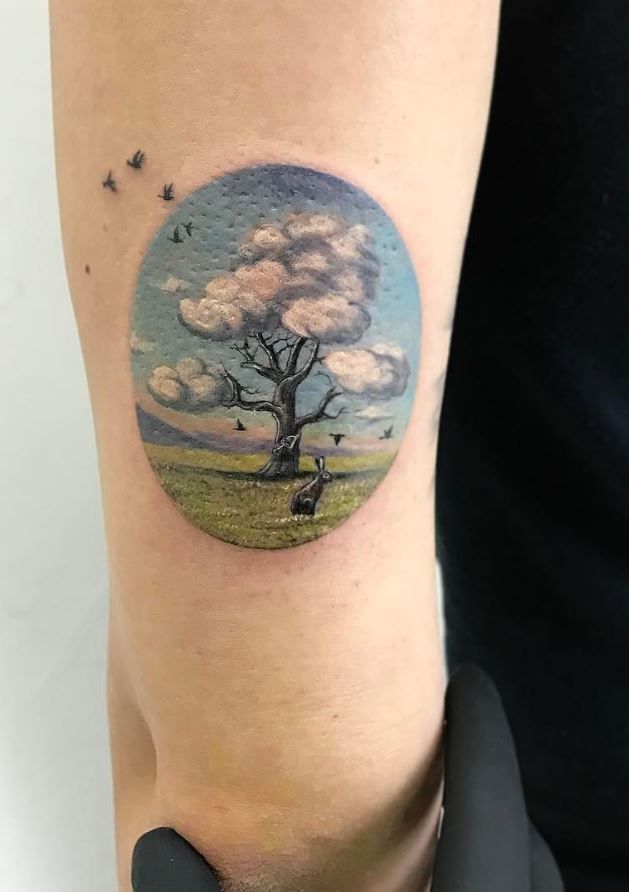 26 Cloud Tattoo Ideas with Sleeve Backgrounds, Stencil Designs, Realistic Heavens, Anime Inspiration