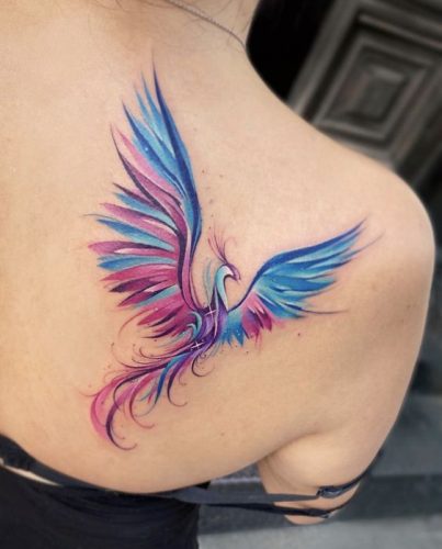 27 Majestic Phoenix Color Tattoo Designs