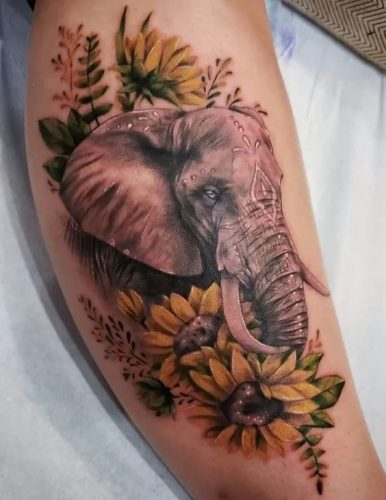 19 Elephant Tattoo Ideas with Flowers