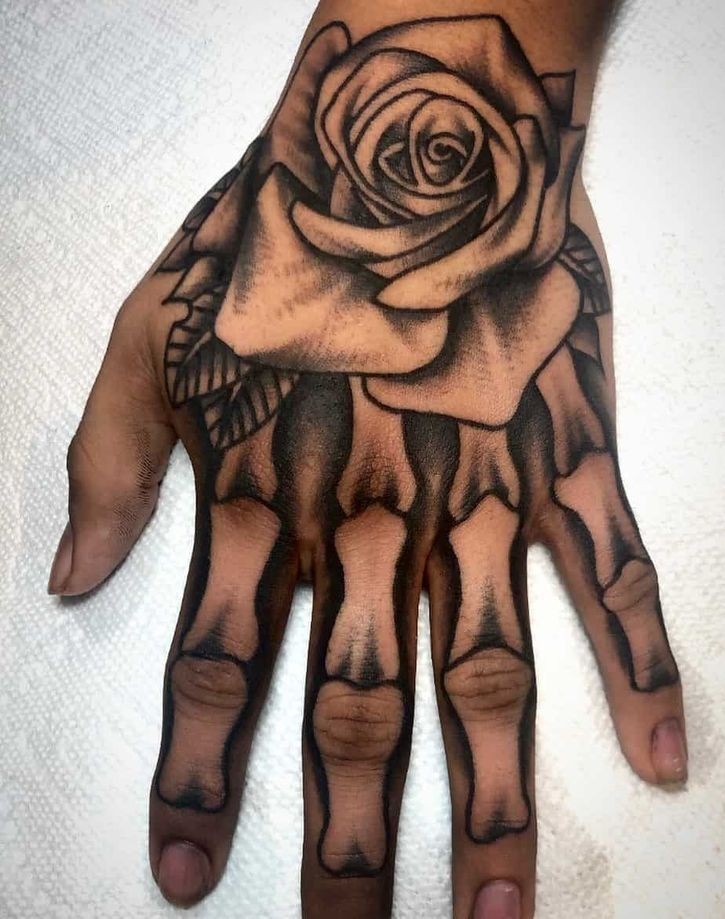 28 Skeleton Hand Tattoo Ideas Designs for Guy and Girl, Floral, Butterfly, Red ink and Full Body
