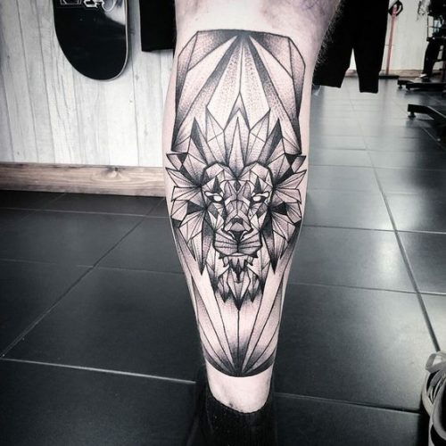 27 Geometric Lion Tattoo: Striking Designs with Angular Elements