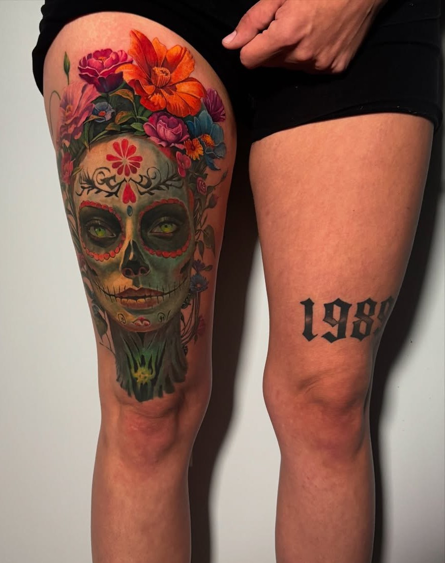 27 Sugar Skull Tattoo Designs for Women and Men Color, Black & White, Tiny