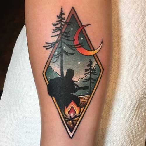 Discover the Great Outdoors on Your Skin: 20 Inspiring Camping Tattoo Designs for Nature Lovers in