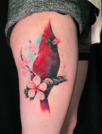 28 Cardinal Tattoo Ideas for Women and Men: Memorial, Fine Line, Stencil Outline, Small Flying