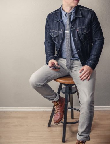 17 Trendy Men’s Jacket and Tie Combos for : Leather, Denim & Velvet Style