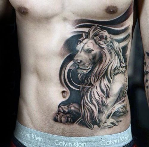 Expressive and Bold: 18 Lion Tattoo on Ribs